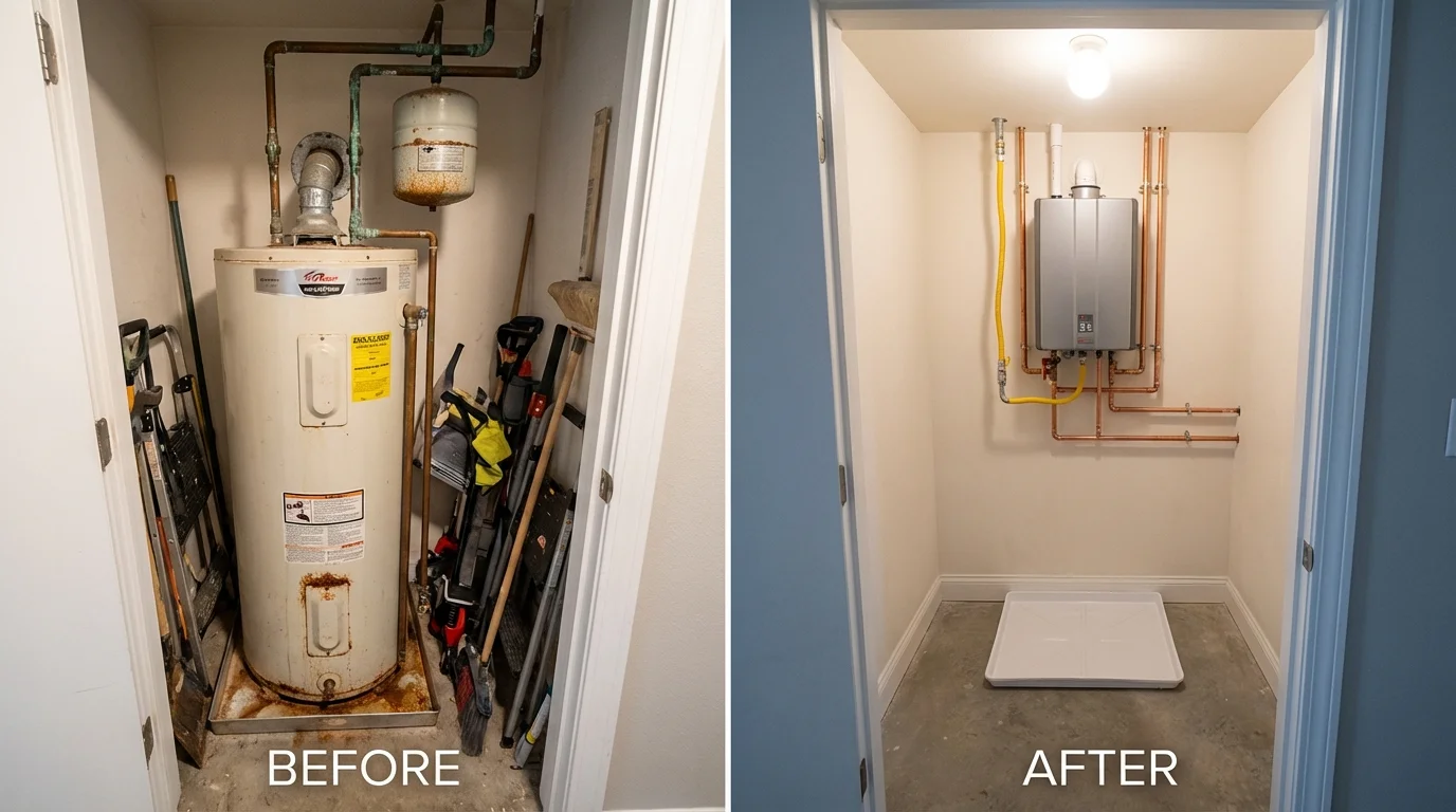 Tank water heater versus wall-mounted tankless unit comparison for Yulee, FL homeowners